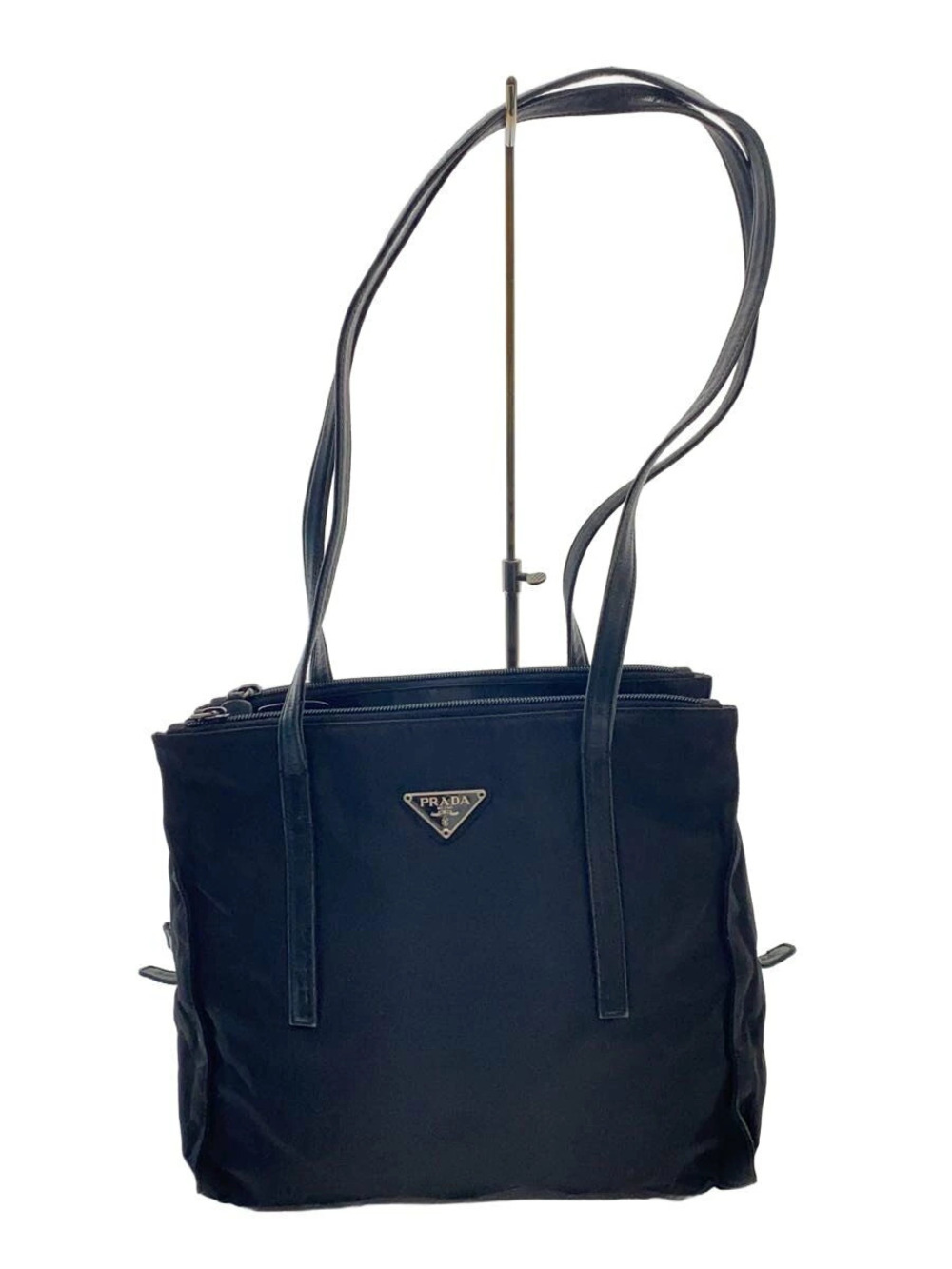 Prada Triangle Tote Tessuto Saffiano Bag Black